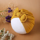 Pure Cotton Mustard Bow Knot Baby Turban – Cozy & Stylish